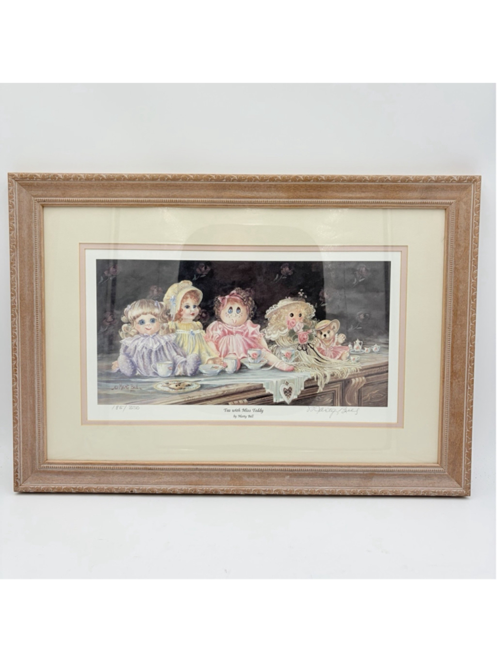 Marty Bell Tea with Miss Teddy Signed Numbered Lithograph Framed COA 185/350